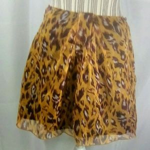 Esley Anthropologie Gold/Browns Patterened Lined Abstract Print Skirt Size Small